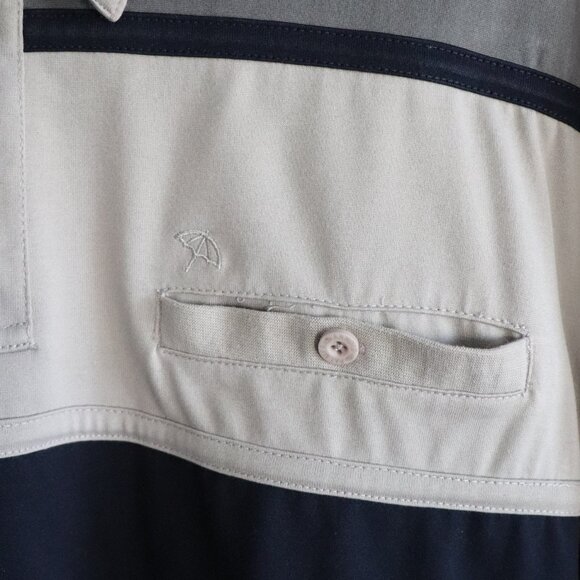 Vntg Arnold Palmer Mens Grey Sz XL 90s Striped Color Block Polo Collar T-Shirt - Picture 8 of 13